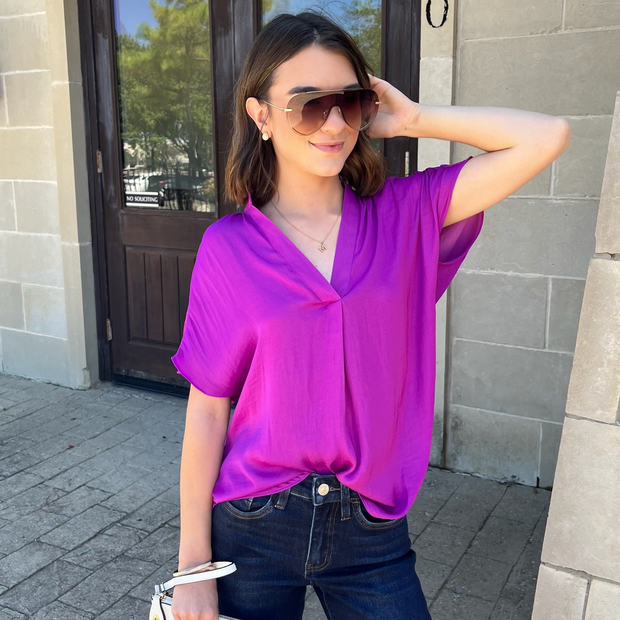 best selling blouse, relaxed fit blouse, drop shoulder top, flowy blouse, lightweight blouse, solid color blouse, versatile wardrobe staple, timeless women's top, classic blouse, business casual blouse, office blouse, workwear top, dressy casual blouse, everyday essential blouse, all season blouse, fall staple top, winter staple top, spring staple blouse, chic basic blouse, breathable polyester blouse, easy to style blouse, polished feminine top