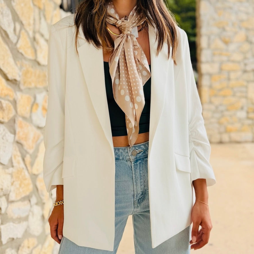 Main Attraction Shirred Sleeve Classic Blazer