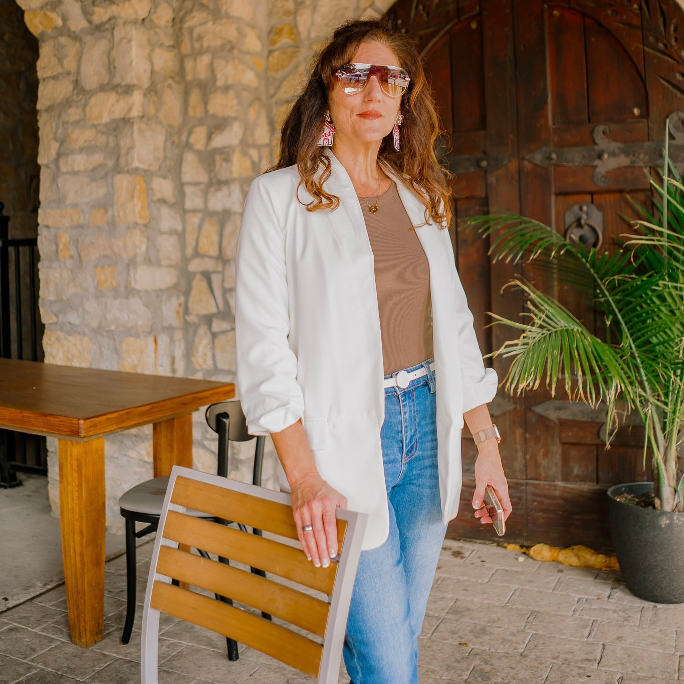 relaxed fit blazer, ruched sleeve blazer, 3/4 sleeve blazer, shoulder pad blazer, dropped shawl collar blazer, flap pocket blazer, versatile women’s blazer, office blazer, dressy casual blazer, polished workwear blazer, boutique blazer, structured yet relaxed blazer, chic everyday blazer, stylish layering blazer, solid color blazer, professional women’s blazer, date night blazer, hand wash blazer, timeless wardrobe blazer, sophisticated blazer for women, forest green blazer, fuchsia blazer, white blazer