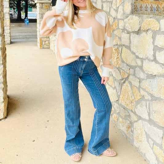 floral sweater, neutral flower sweater, mauve knit sweater, cozy fall sweater, round neck sweater, floral knit top, feminine sweater, boutique sweater, trendy neutral sweater, chic fall outfit, casual cozy sweater, cute floral pullover, soft knit sweater, sweater with flower pattern, everyday fall style, winter floral sweater, stylish boutique knit, versatile fall top, women’s cozy sweater, neutral knit pullover