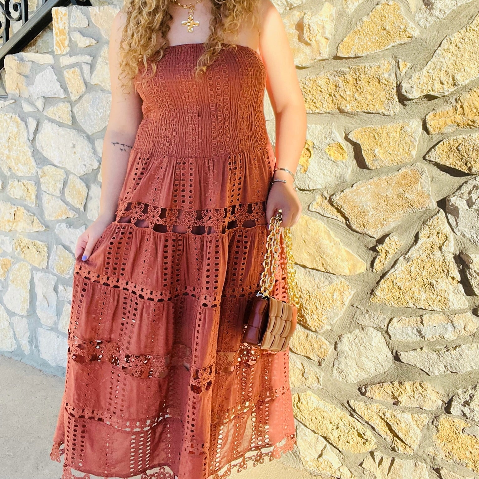 eyelet midi dress, strapless eyelet dress, smocked bodice dress, romantic lace dress, white eyelet dress, midi tube dress, crochet lace midi dress, scalloped hem dress, cotton summer dress, dreamy date night dress, wedding guest dress, feminine strapless dress, boho midi dress, fall transition dress, lightweight cotton dress, tube top midi dress, romantic midi dress, strapless lace dress, fairytale style dress, eyelet lace dress, brunch outfit dress, vintage-inspired midi dress, soft cotton lace dress, flir