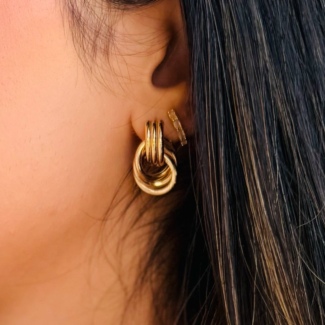 Delina Triple Hoop Stud Earrings