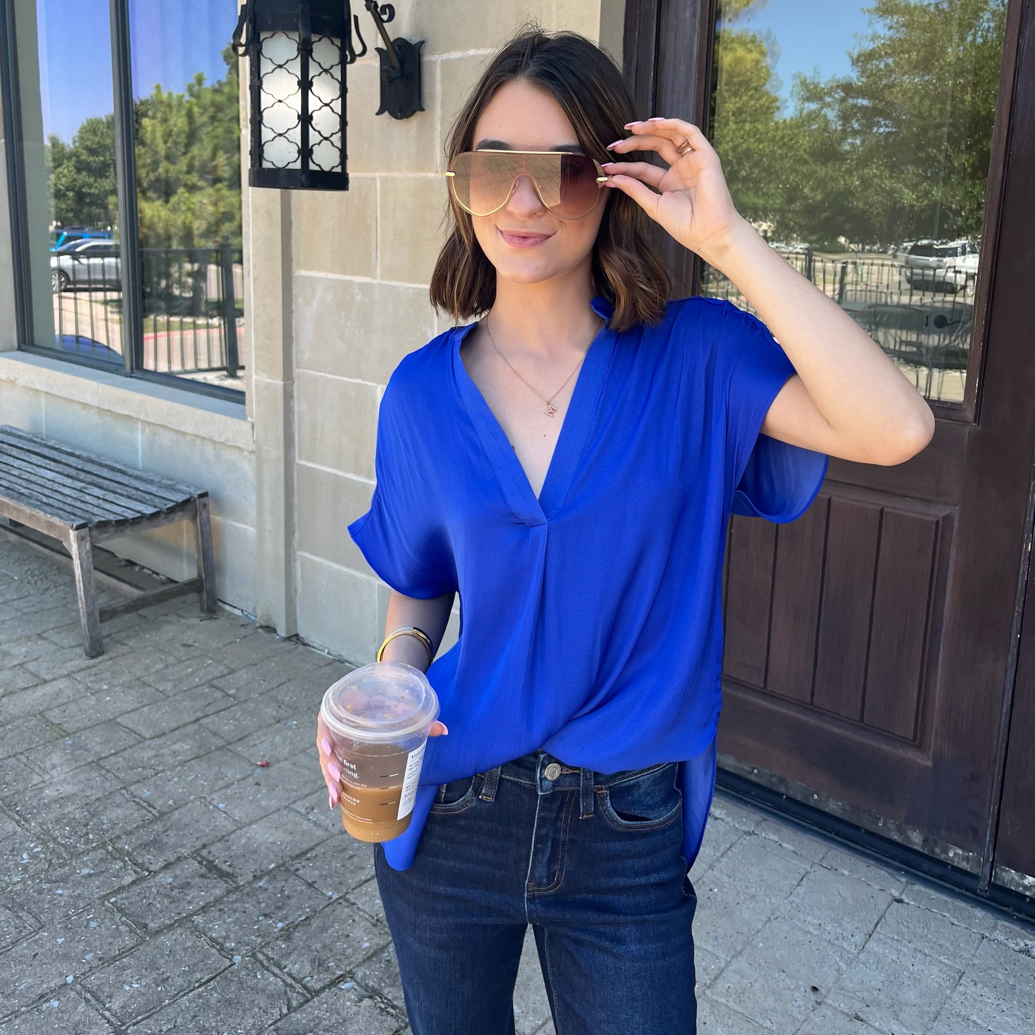 best selling blouse, relaxed fit blouse, drop shoulder top, flowy blouse, lightweight blouse, solid color blouse, versatile wardrobe staple, timeless women's top, classic blouse, business casual blouse, office blouse, workwear top, dressy casual blouse, everyday essential blouse, all season blouse, fall staple top, winter staple top, spring staple blouse, chic basic blouse, breathable polyester blouse, easy to style blouse, polished feminine top