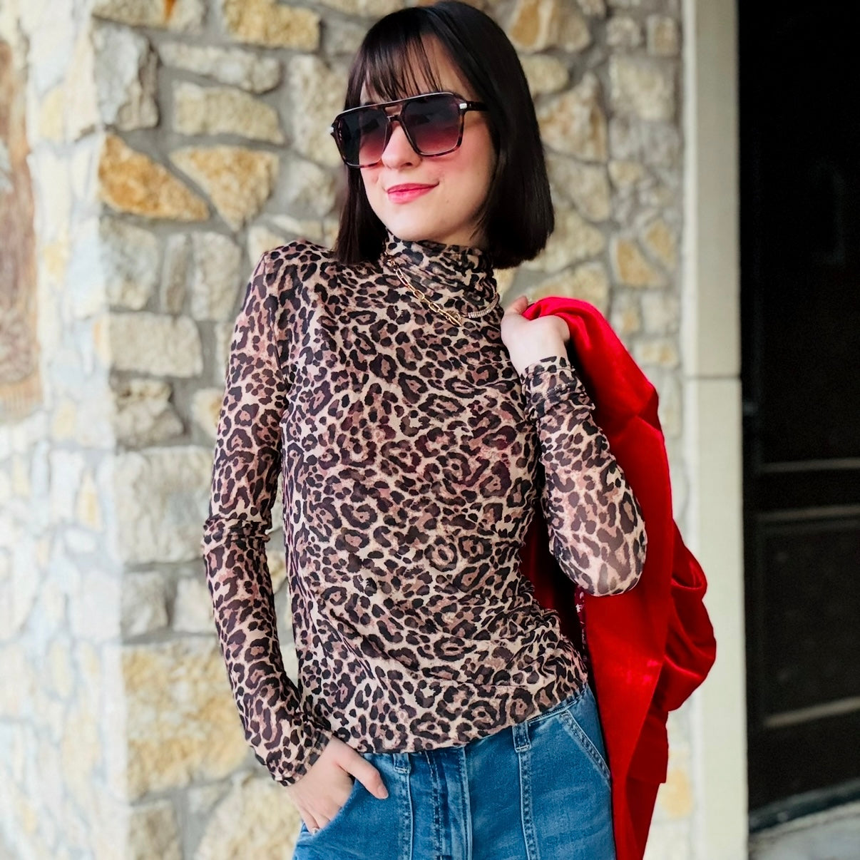 Lydia Leopard Mesh Layering Top