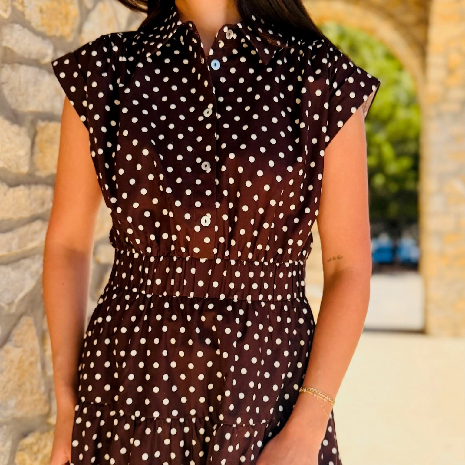 The Hometown Honey Polka Dot Tiered Mini Dress