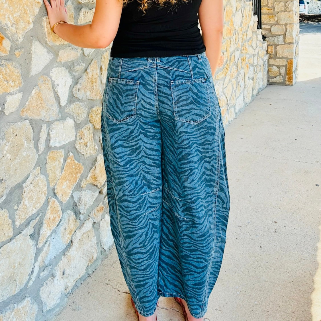 The Wild Instinct Zebra Barrel Jeans