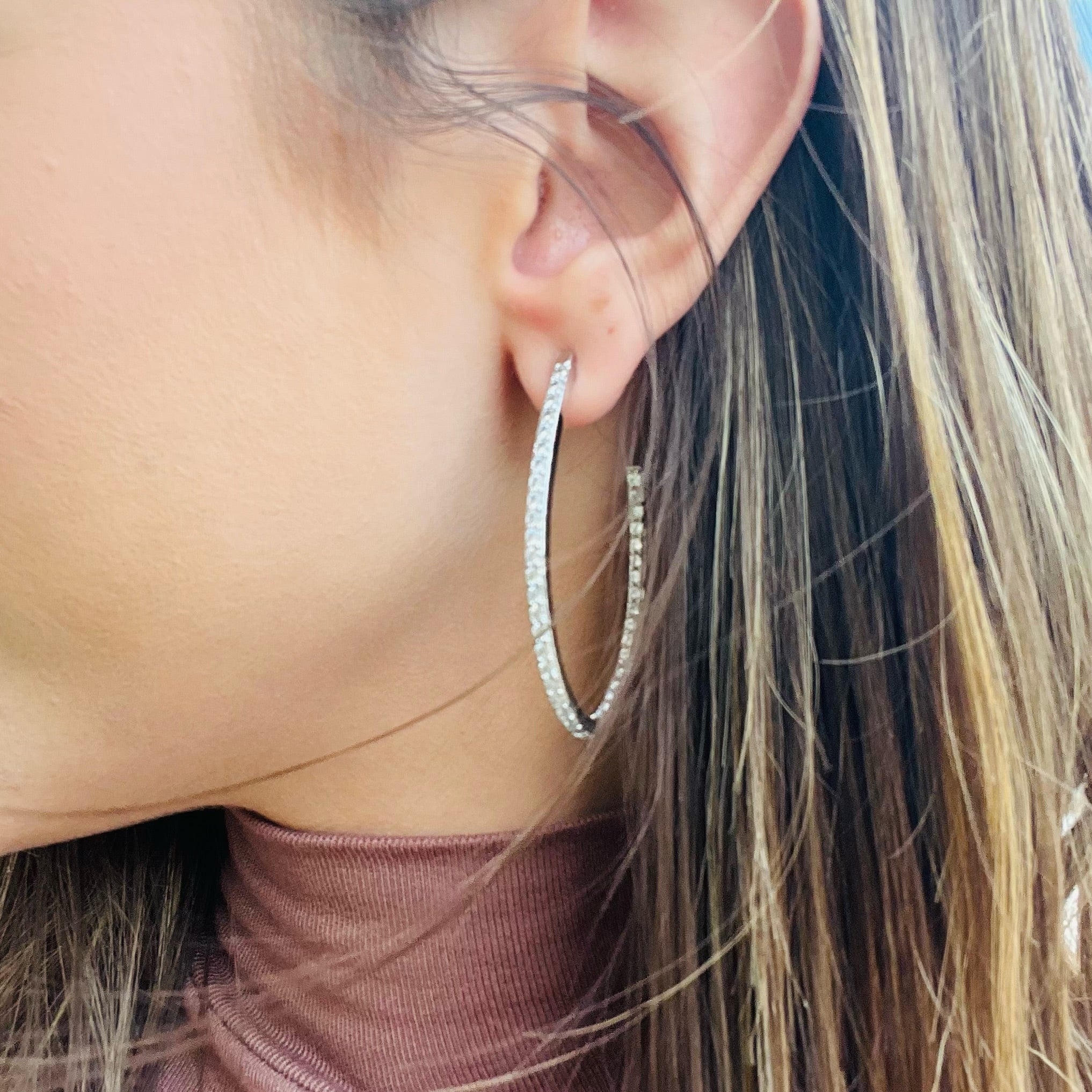 diamond hoop earrings, gold hoop earrings, silver hoop earrings, sparkly hoops, rhinestone hoop earrings, classic hoop earrings, elegant jewelry, lightweight hoops, everyday earrings, statement hoops, dainty diamond earrings, gold and silver jewelry, timeless earrings, chic hoop earrings, dressy hoops, stud dangle earrings, glam earrings, special occasion jewelry, gift for her, fashion hoop earrings