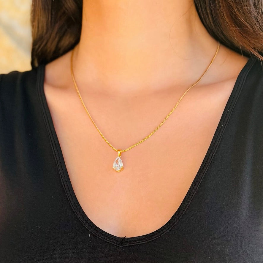 The Elodie CZ Pear Pendant Necklace