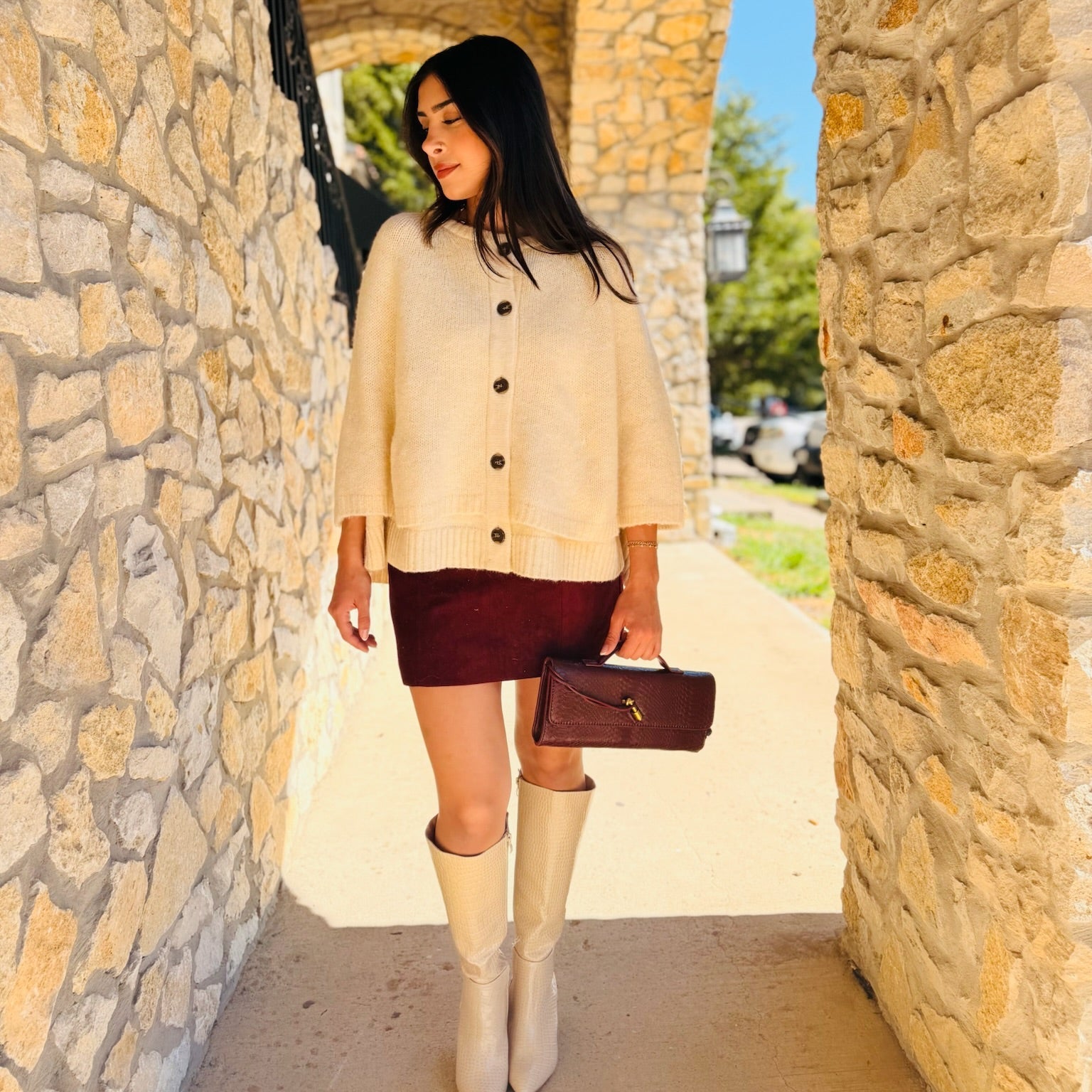 Bordeaux Nights Faux Suede Mini Skirt