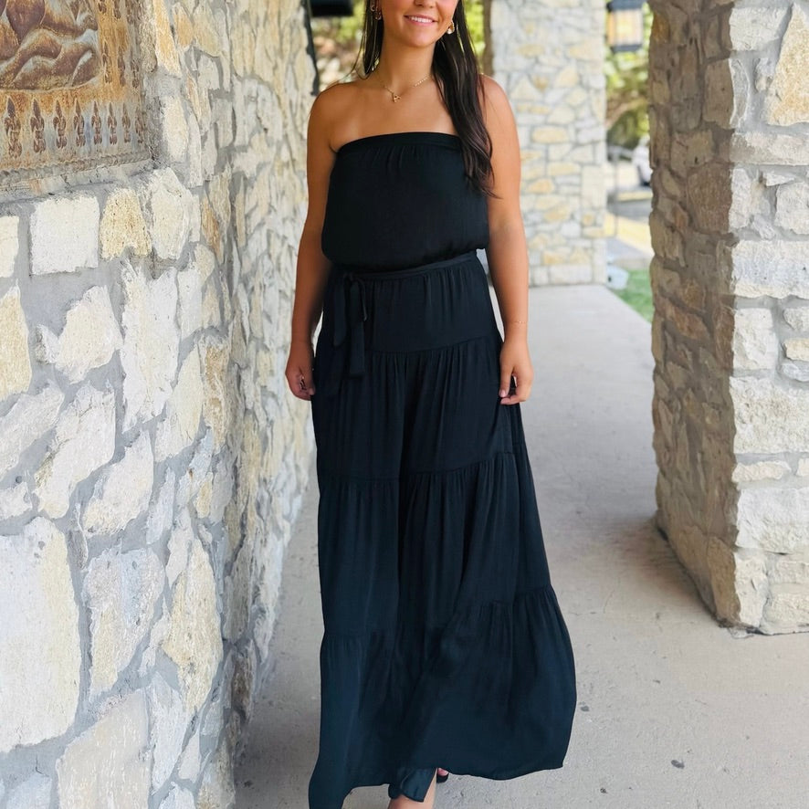 West Lake Tiered Strapless Maxi Dress
