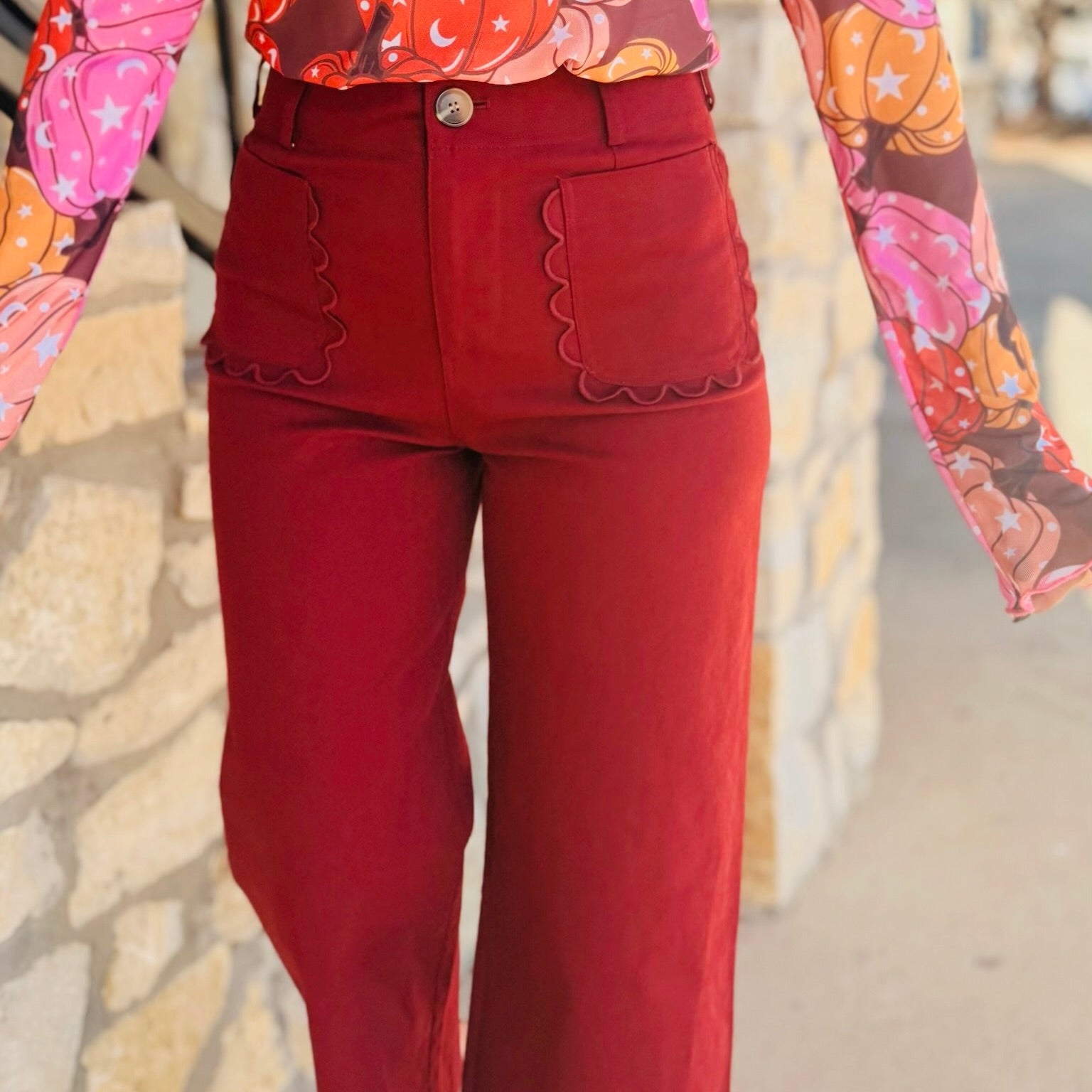 The Camille Scalloped Wide Leg Pants