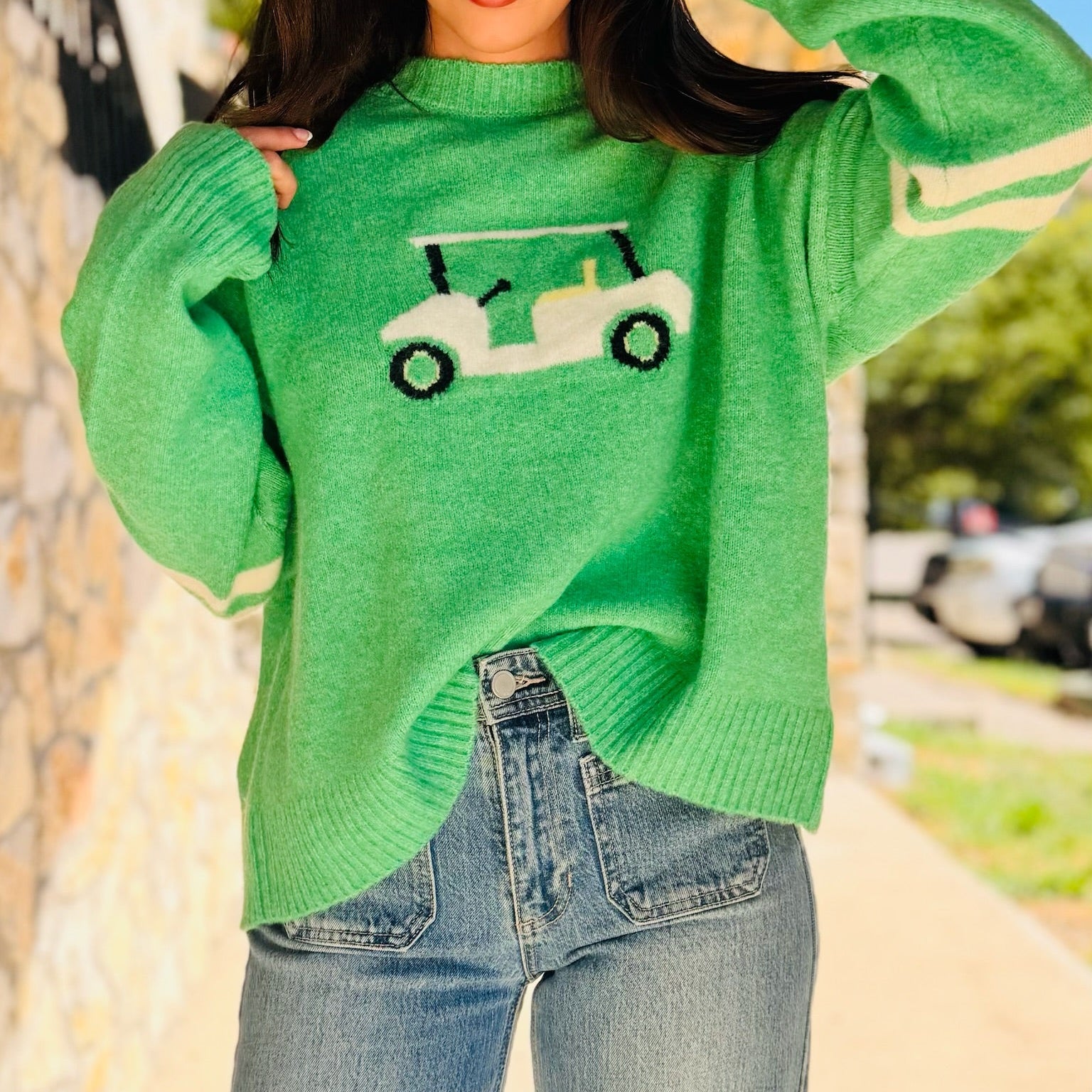 The Fairway Golf Cart Green Crew Sweater