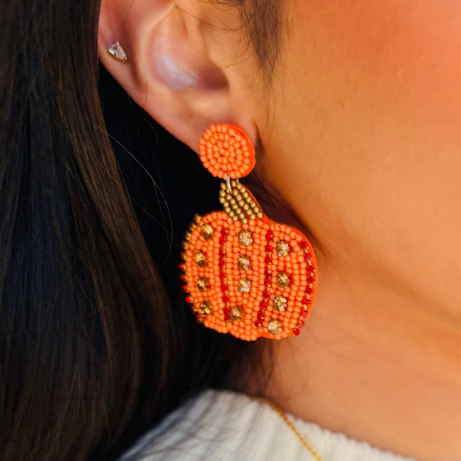 Pumpkin Spice Embellished Pumpkin Earrings