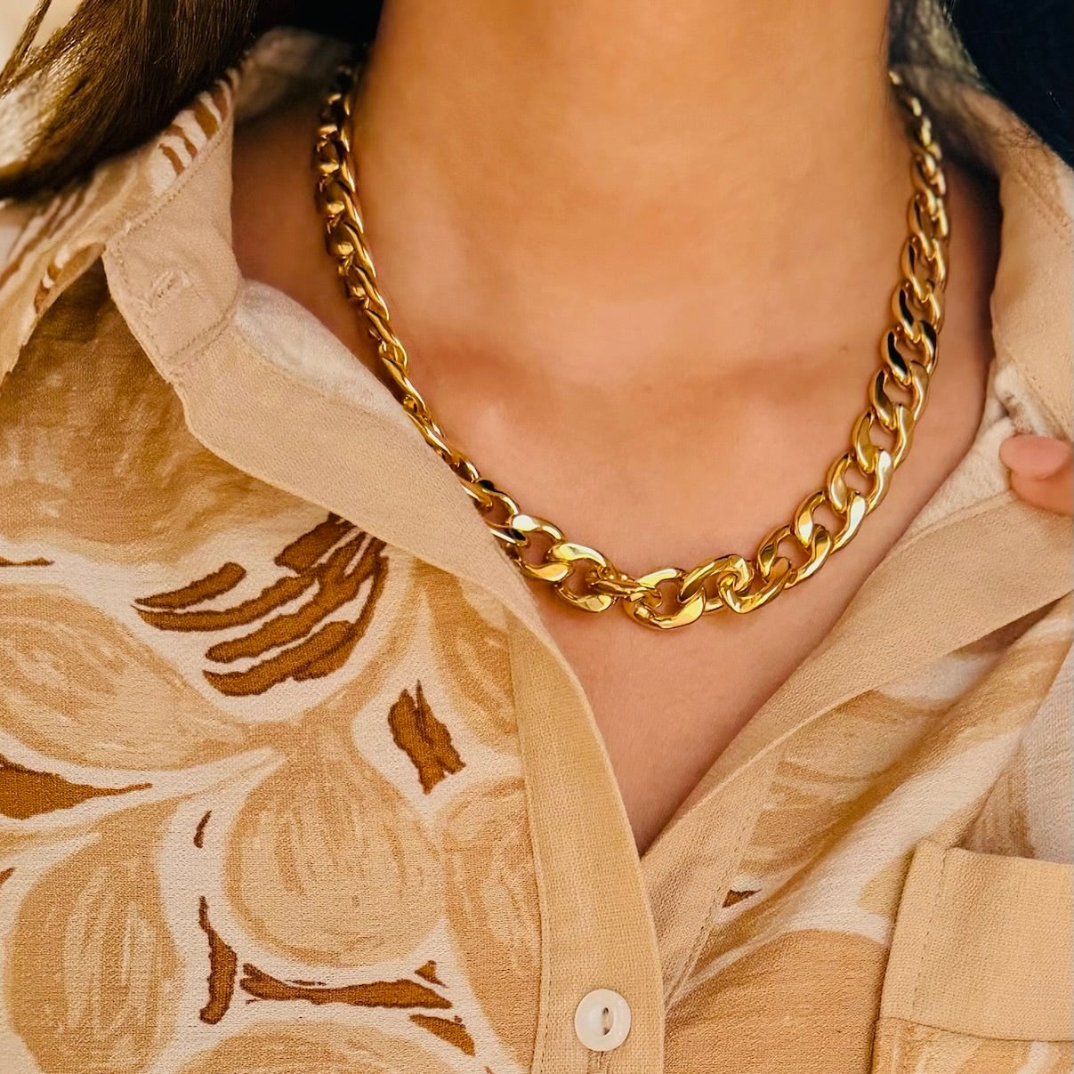 gold chain necklace, chain necklace, simple chain necklace, simple necklace, gold chain, brenda grands, brenda grands necklace, brenda grands chain necklace, hypoallergenic, nickel free, tarnish resistant, tarnish free, thick chain necklace, thick necklace, gift idea, gift for mom, gift for teen, gift for tween, gift for girl, gift for wife