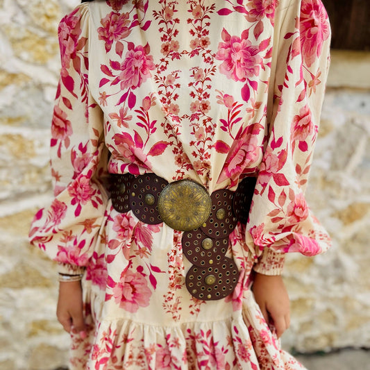 floral mini dress, fall floral dress, long sleeve mini dress, smocked cuff dress, self tie waist dress, ruffle hem dress, feminine fall outfit, woven floral dress, lightweight mini dress, transitional fall dress, boutique floral dress, casual day dress, brunch outfit dress, fall layering dress, floral print mini, romantic fall style, cute fall dress, city stroll outfit, trendy boutique dress