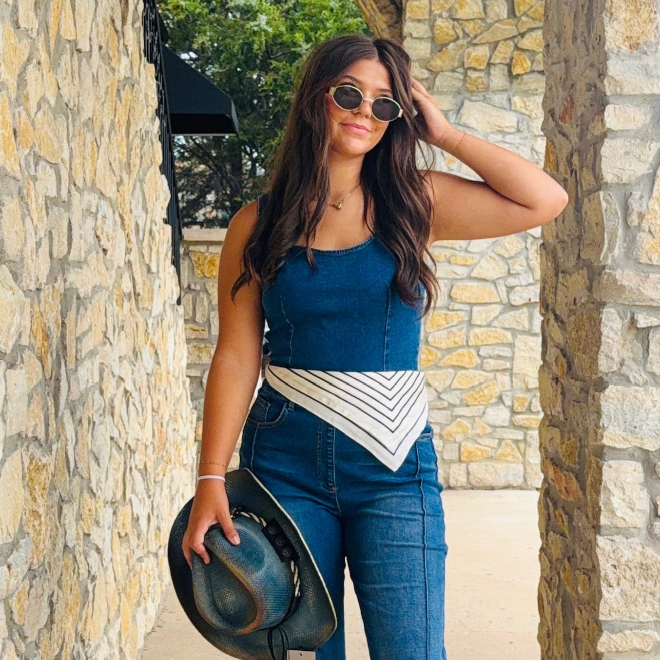 The Hattie Sleeveless Wide Leg Denim Jumpsuit