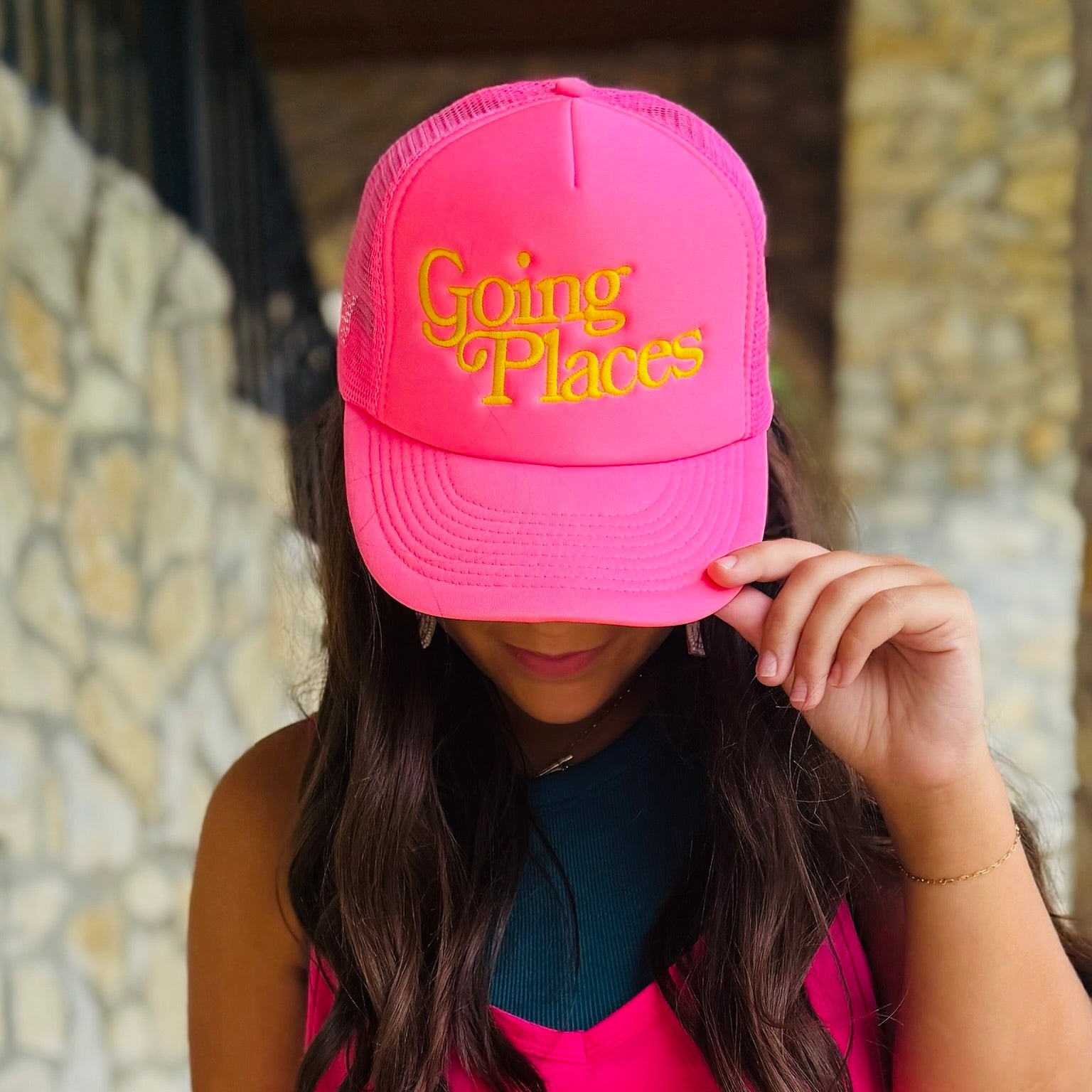 Going Places Pink Trucker Hat