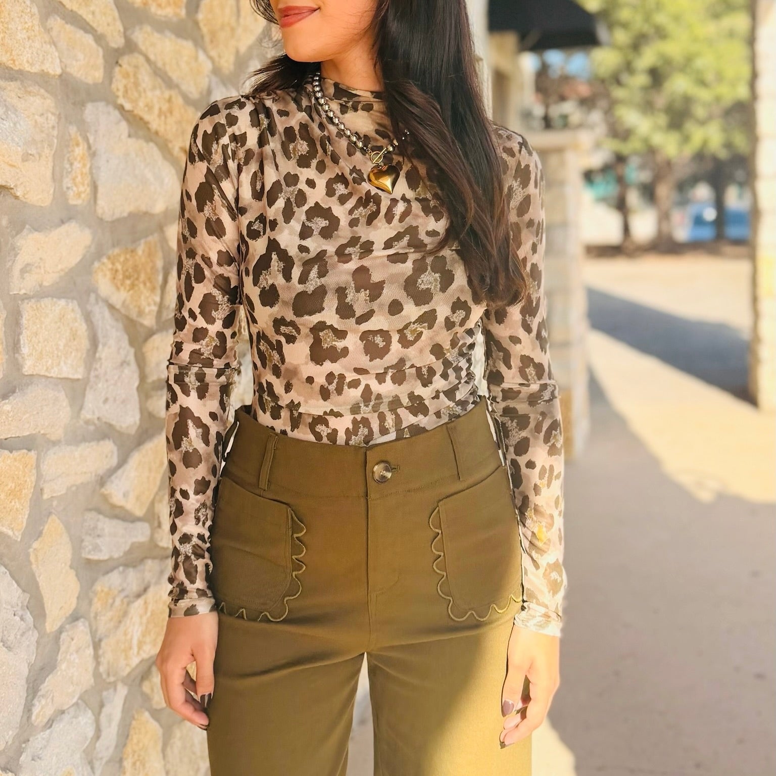 Wild Whispers Leopard Mesh Top