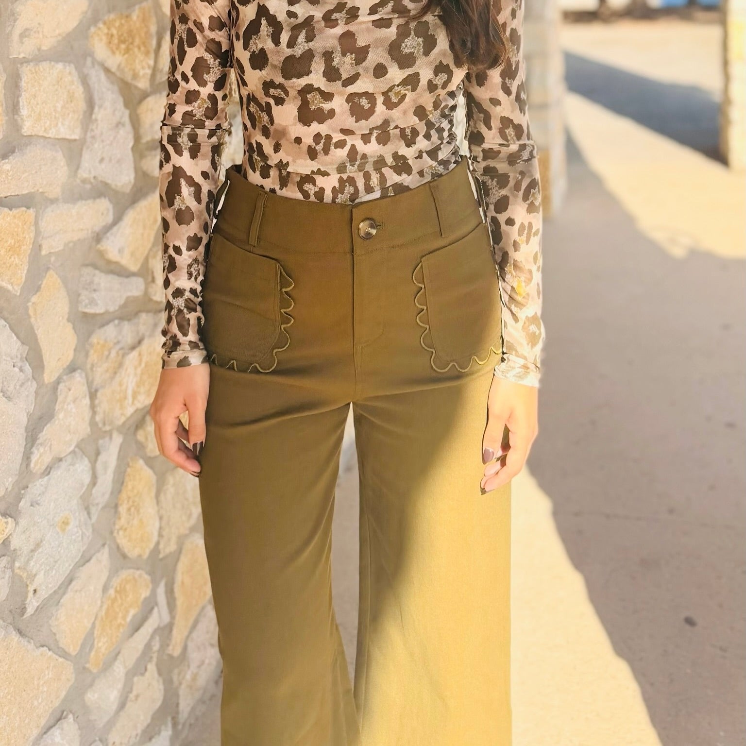 The Camille Scalloped Wide Leg Pants