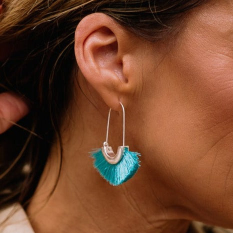 tassel earrings, fan earrings, metal earrings, gold hardware earrings, silver hardware earrings, silver jewelry, gold jewelry, hoop tassel earrings, simple tassel earrings, fun earrings, statement earrings