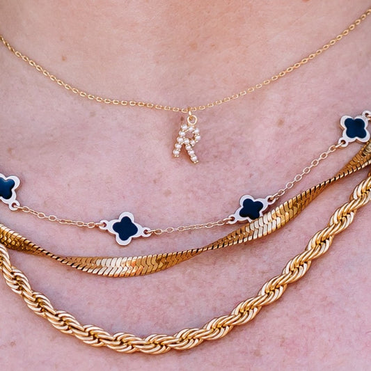 gold necklace, gold initial necklace, initial necklace, gold layering necklace, layering necklace, pearl layering necklace, gold jewelry, gold pearl necklace, letter necklace, gold letter necklace 