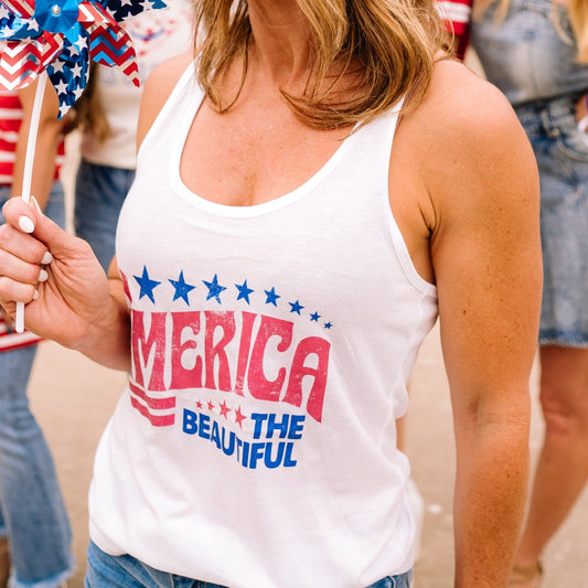 USA tank, white tank, USA tank top, america tank top, america the beautiful tank top, 4th of july tank top, 4th of july tank, memorial day tank top, patriotic tank top, patriotic outfit, summer tank, red white and blue top, red white and blue tank top