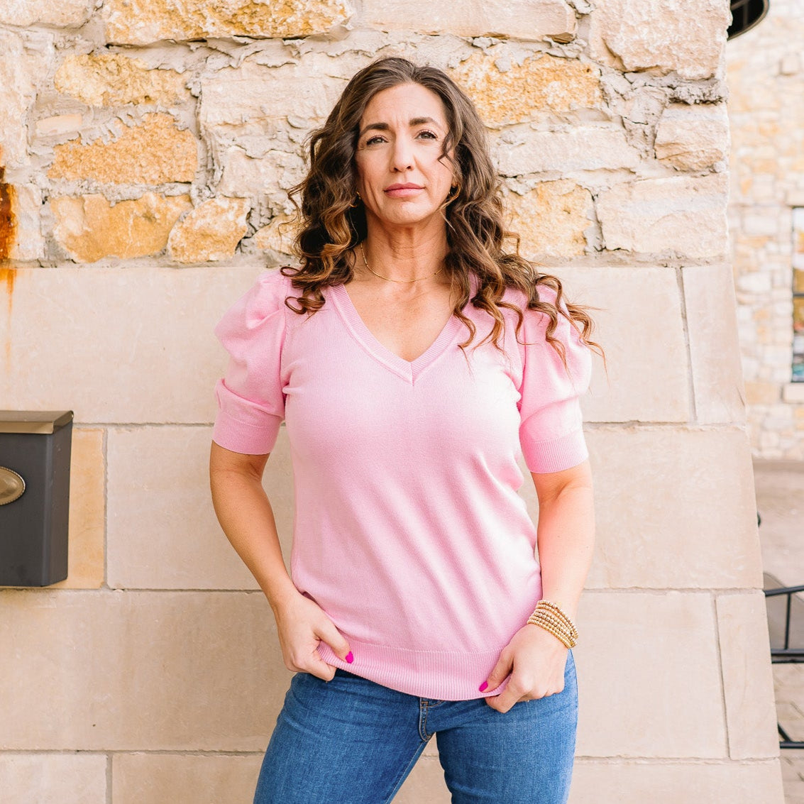 v neck sweater, short sleeve sweater, vneck sweater, v-neck sweater, short sleeve spring sweater, spring sweaters, layering sweater, puff sleeve sweater, puff sleeve sweater top, sweater top, solid color sweater, burgundy sweater, black sweater, lavender sweater, pink sweater, white sweater, church top, business casual, business professional, business chic, easter sweater, easter outfit, spring outfit, spring tops, spring staples, staple sweater