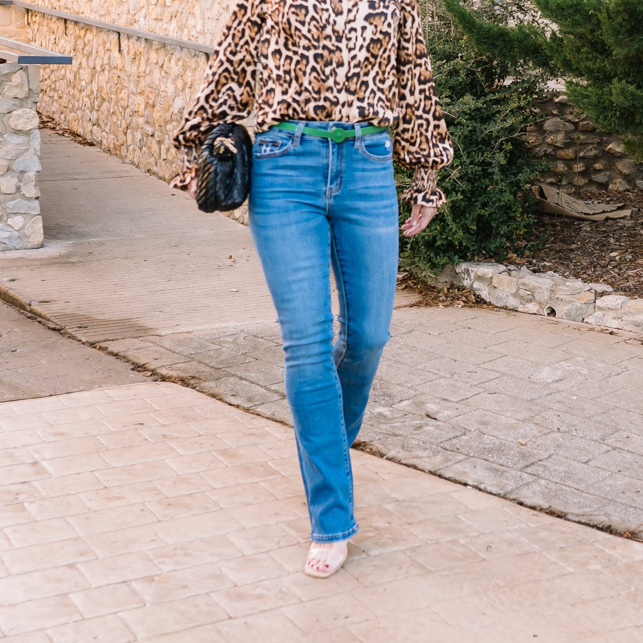 high rise jeans, bootcut jeans, medium wash denim, comfort stretch denim, full length jeans, functional pocket jeans, versatile bootcut, clean hem denim, flattering high waist jeans, women’s everyday jeans, polished denim, classic denim silhouette, staple jeans, V3205, boutique denim, timeless jeans, casual and dressy denim, stretchy bootcut jeans, wardrobe essential jeans