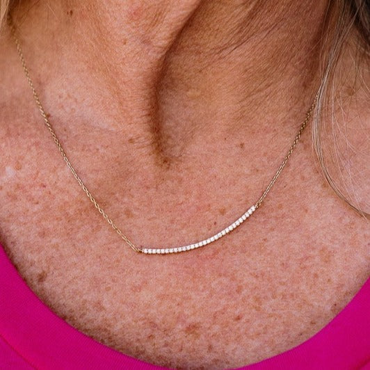 gold barre necklace, barre necklace, silver barre necklace, silver necklace, simple necklace, timeless necklace, elegant necklace, rhinestone necklace, rhinestone bar necklace, bar necklace, rhinestone bar necklace