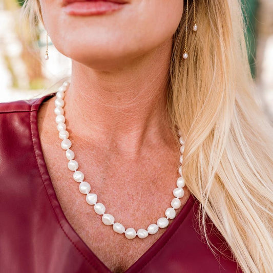 chunky pearl necklace, freshwater pearl necklace, chunky freshwater pearl necklace, hypoallergenic necklace, hypoallergenic jewelry, nickel free jewelry, lead free jewelry, small gift, gift for tweens, gift for teens, gift for college girls