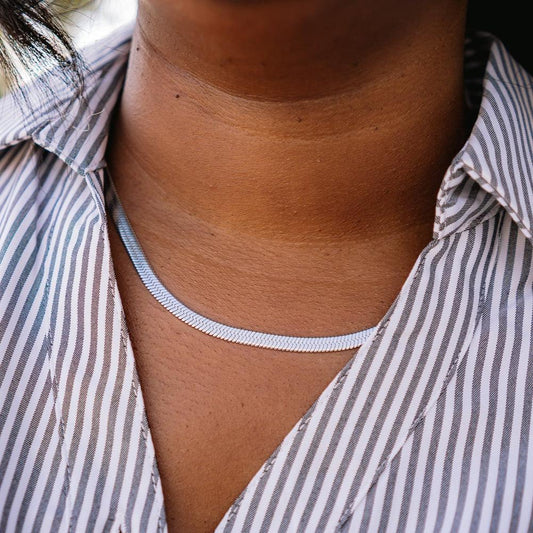 silver herringbone necklace, herringbone necklace, hypoallergenic, hypoallergenic necklace, nickel free necklace, nickel free, hypoallergenic jewelry, brenda grands, brenda grands jewelry, brenda grands necklace, layering piece, layering necklace, simple necklace, herringbone chain necklace, herringbone, silver finish necklace, silver plated necklace