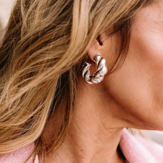 silver chunky hoops, chunky hoops, chunky twist hoops, silver twist hoops, unique hoop earrings, unique earrings, chunky silver earrings, twisted hoop earrings, twisted hoops, silver accessories, fun silver accessories