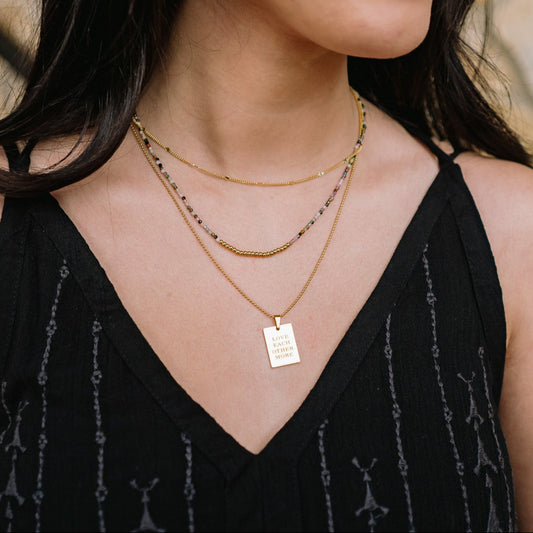 love each other more necklace, love each other necklace, brenda grands, brenda grands necklace, brenda grands jewelry, gold plated jewelry, 18k gold, 18k gold necklace, 18k gold jewelry, simple chain necklace, small gift, christmas gift, stocking stuffer, hypoallergenic, hypoallergenic necklace, waterproof necklace, waterproof jewelry