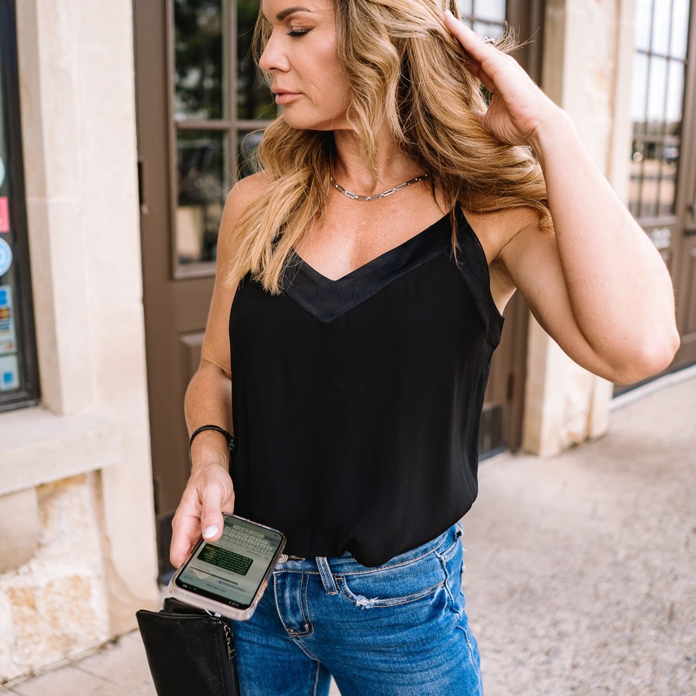 contrast cami, cami top, cami, black cami, adjustable cami straps, black contrast cami, basic cami, staple piece, closet must have, basic black cami, layering cami, transition piece, transition cami, summer cami, summer staple, fall cami