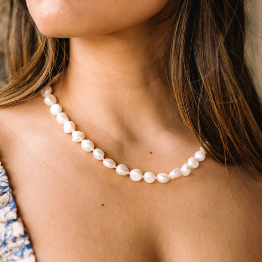 chunky pearl necklace, freshwater pearl necklace, chunky freshwater pearl necklace, hypoallergenic necklace, hypoallergenic jewelry, nickel free jewelry, lead free jewelry, small gift, gift for tweens, gift for teens, gift for college girls