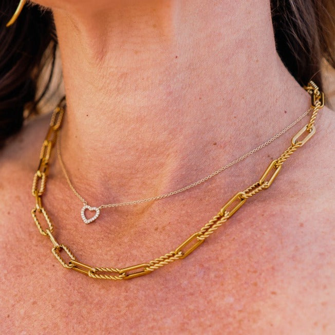 gold chain necklace, chain necklace, simple chain necklace, simple necklace, gold chain, brenda grands, brenda grands necklace, brenda grands chain necklace, hypoallergenic, nickel free, tarnish resistant, tarnish free, textured chain necklace, textured necklace, gift idea, gift for mom, gift for teen, gift for tween, gift for girl, gift for wife