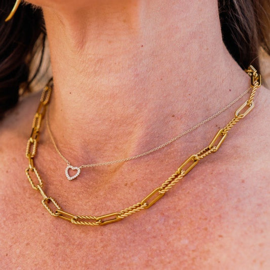 gold chain necklace, chain necklace, simple chain necklace, simple necklace, gold chain, brenda grands, brenda grands necklace, brenda grands chain necklace, hypoallergenic, nickel free, tarnish resistant, tarnish free, textured chain necklace, textured necklace, gift idea, gift for mom, gift for teen, gift for tween, gift for girl, gift for wife