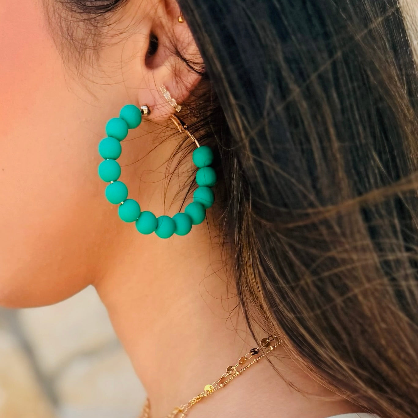 Love At First Sight Beaded Hoop Earring