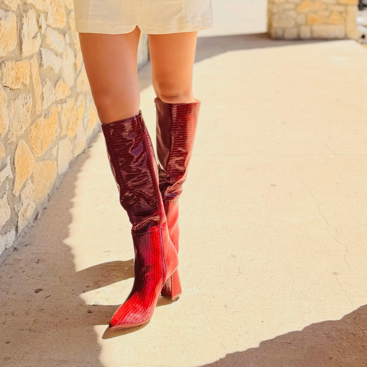 Bold & Bossy Knee High Crocodile Boots