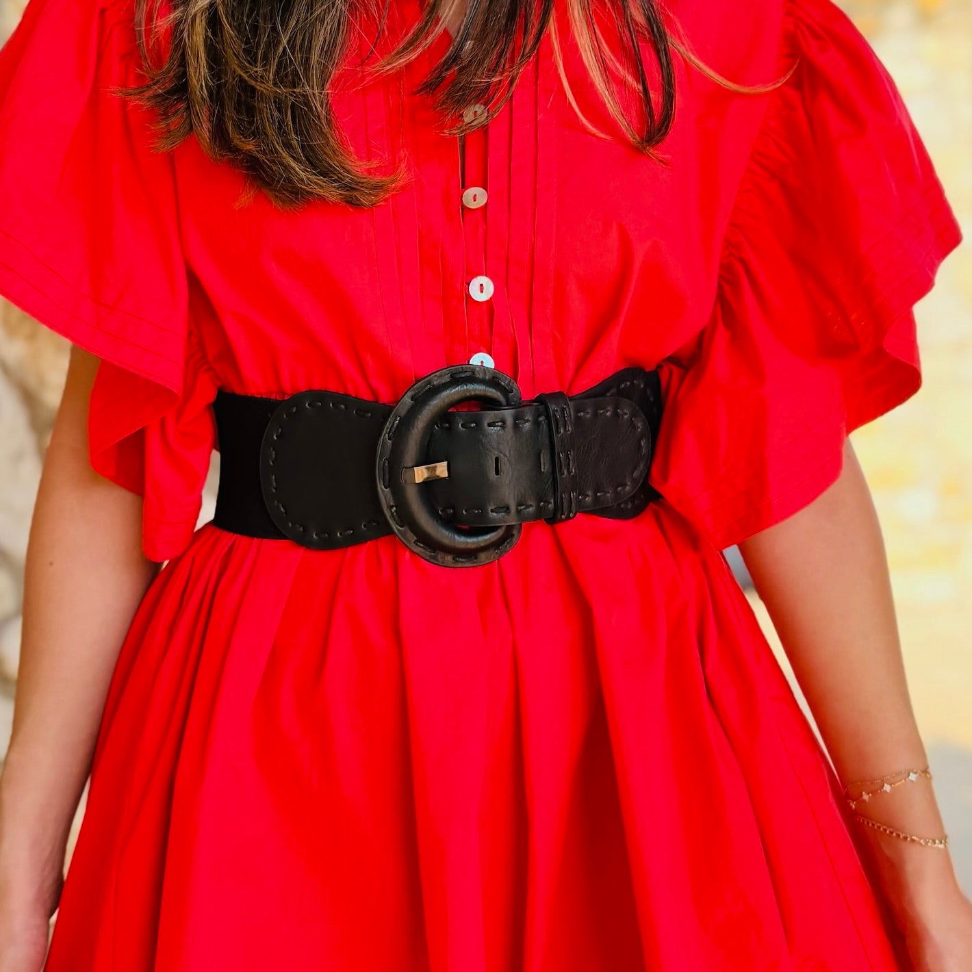 Deanna Distressed Look Wide Stitch Belt
