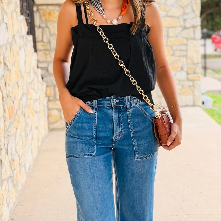 She's The One Little Bow Sleeveless Stitch Top