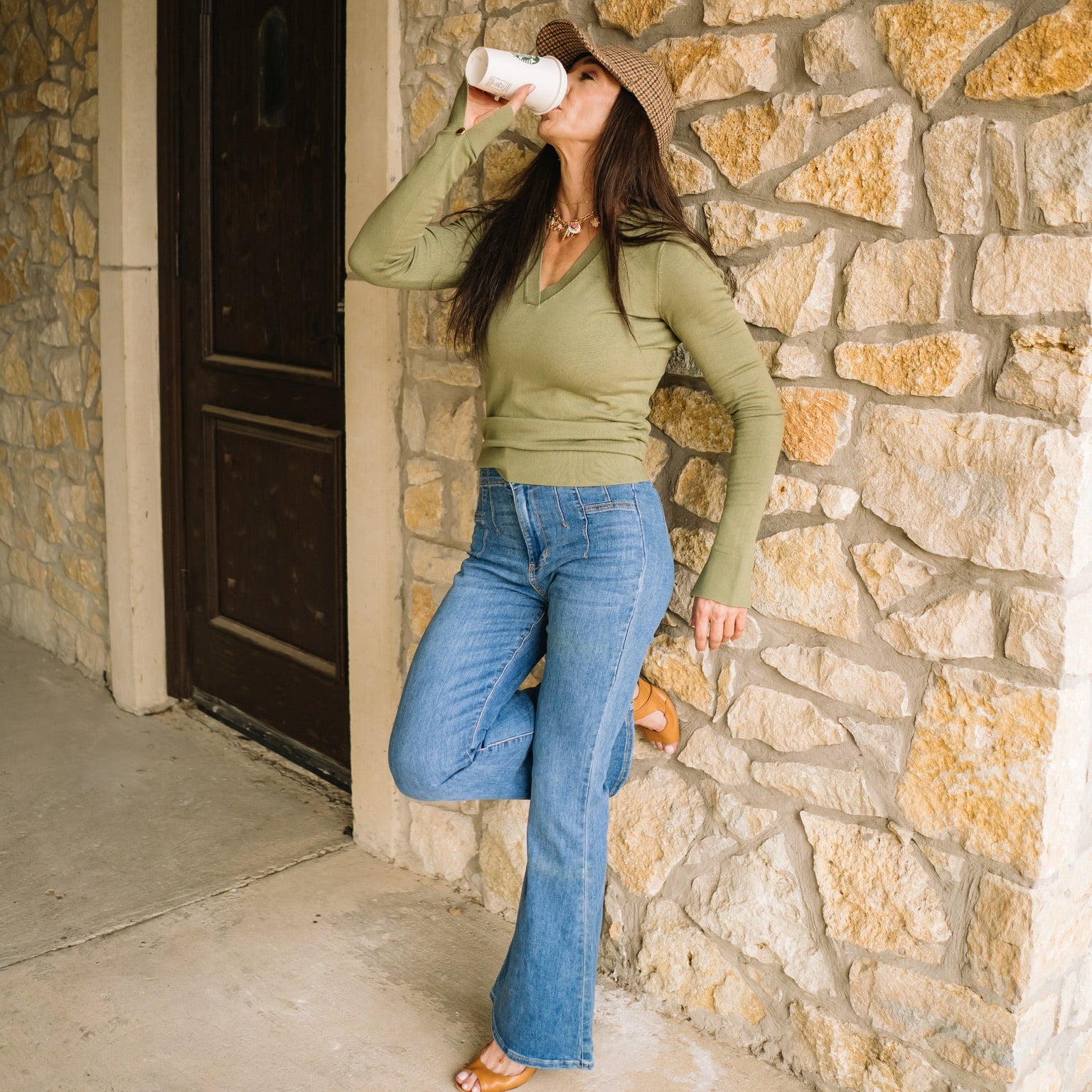 knit polo sweater, lightweight sweater, fall sweater top, collared v-neck sweater, polo knit top, versatile fall staple, classic knit sweater, long sleeve polo top, transitional sweater, chic lightweight knit, timeless fall sweater, neutral wardrobe essential, work to weekend outfit, minimalist sweater, classy knit top, solid color sweater, soft knit polo, everyday fall top, sleek silhouette sweater, cozy chic knit