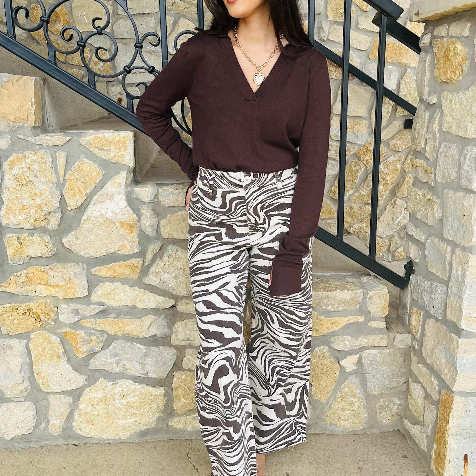 knit polo sweater, lightweight sweater, fall sweater top, collared v-neck sweater, polo knit top, versatile fall staple, classic knit sweater, long sleeve polo top, transitional sweater, chic lightweight knit, timeless fall sweater, neutral wardrobe essential, work to weekend outfit, minimalist sweater, classy knit top, solid color sweater, soft knit polo, everyday fall top, sleek silhouette sweater, cozy chic knit