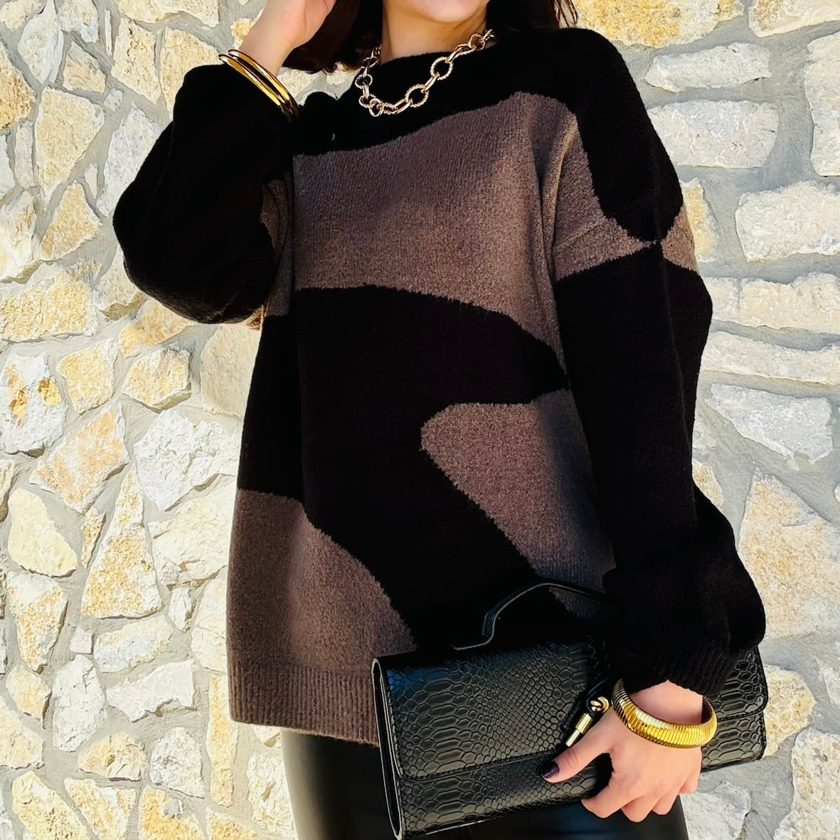 The Colette Abstract Pattern Sweater Top