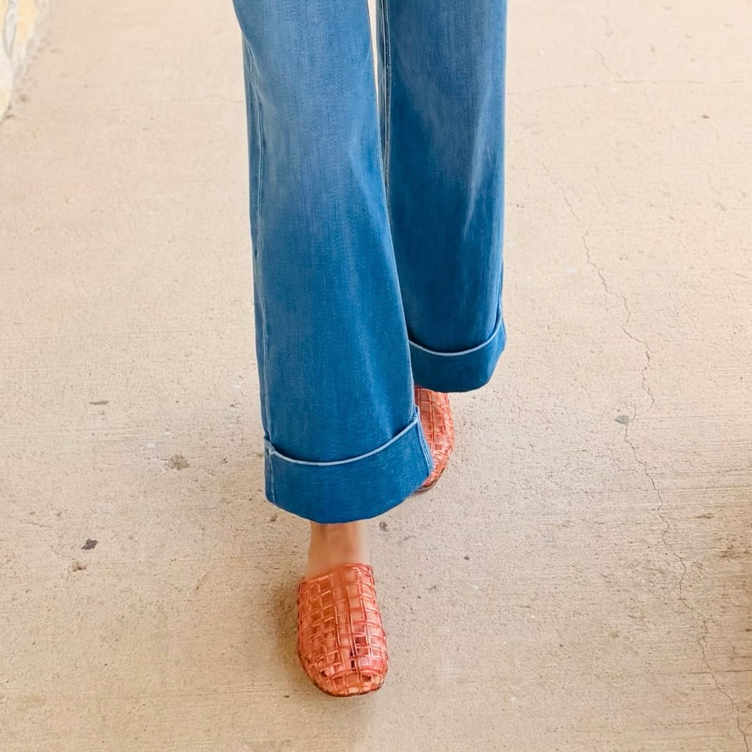 Warm Days Lattice Weave Jelly Slip On Flat Sandals