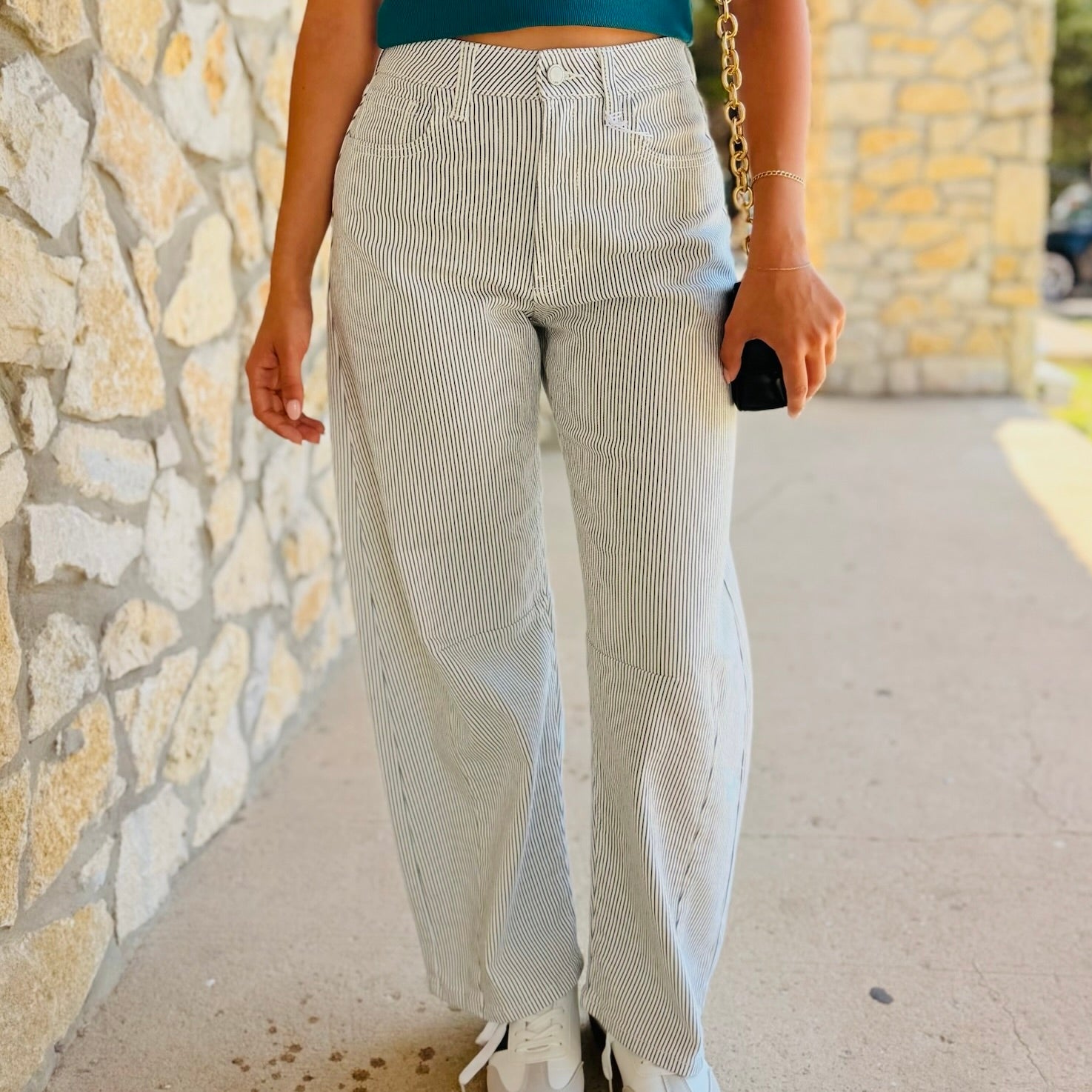 The Blair Striped Classic Barrel Jeans