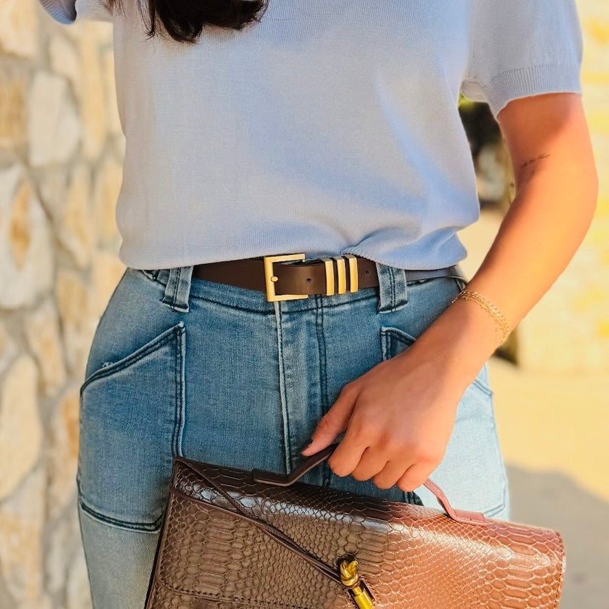 Harvest Moon Metal Square Buckle Belt