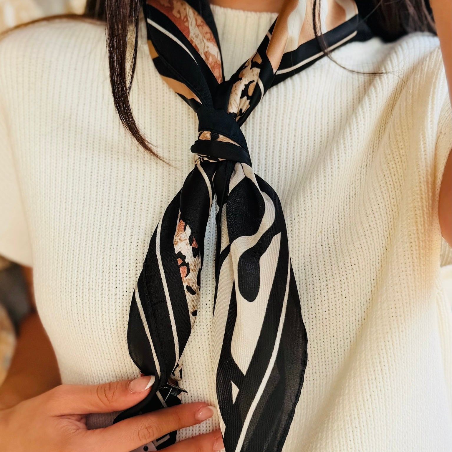 Wildly Elegant Luxe Satin Zebra Scarf