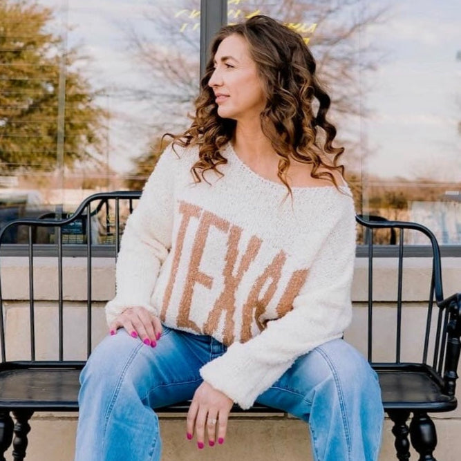 Texas Sweater, TX Sweater, sweaters, soft sweaters, spring sweaters, fall sweaters, winter sweaters, transition piece, winter to spring transition, fuzzy sweater, ivory sweater, boat neck sweater, boat neck, winter to spring, fall to winter, spring look, spring sweater, church sweater, church top, sweater top   