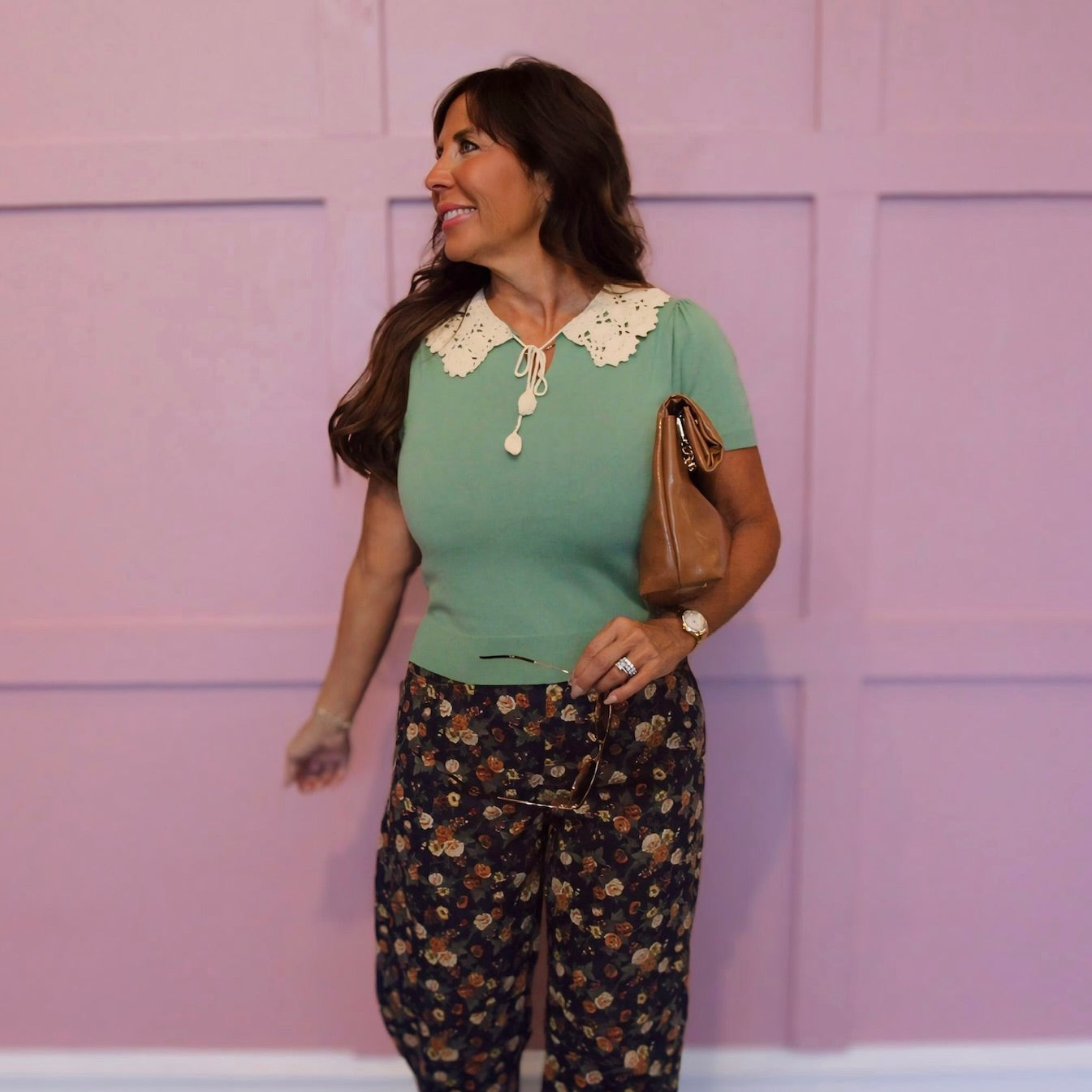 The Belle Crochet Collar Knit Top